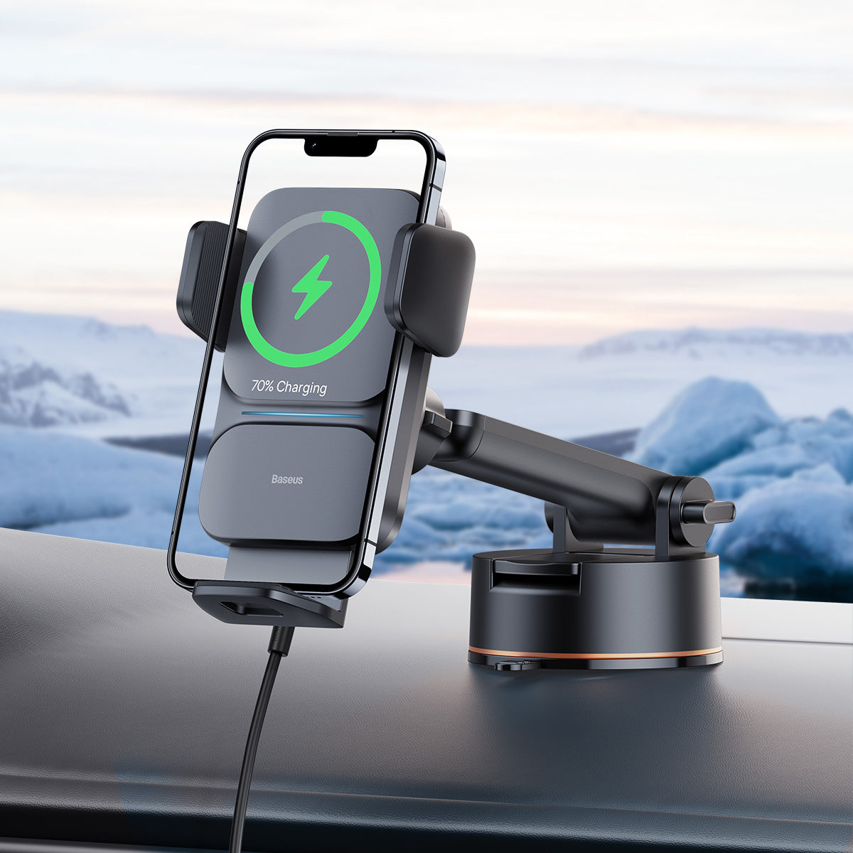 Baseus Wisdom Auto Allignment Car Mount Wireless Charger 15W (Suction Cup Type)