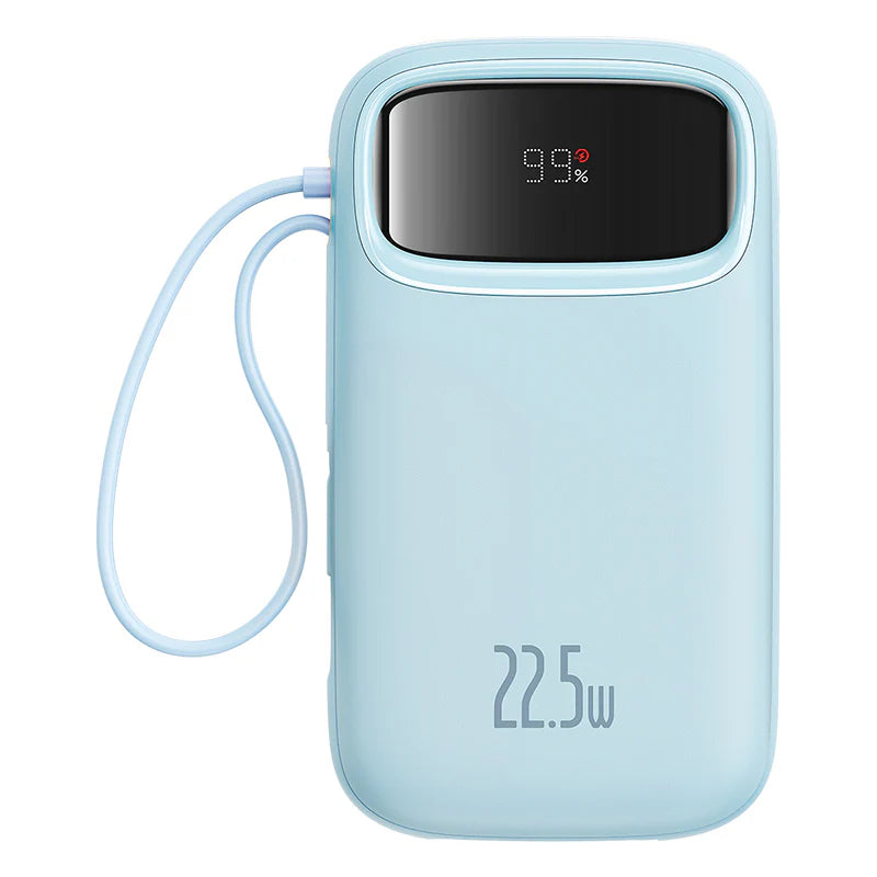 Baseus Qpow2 Dual-Cable Digital Display Fast Charge Power Bank 20000mAh 22.5W (With: Simple charging cable  Type-C  3A 0.3m  Black)