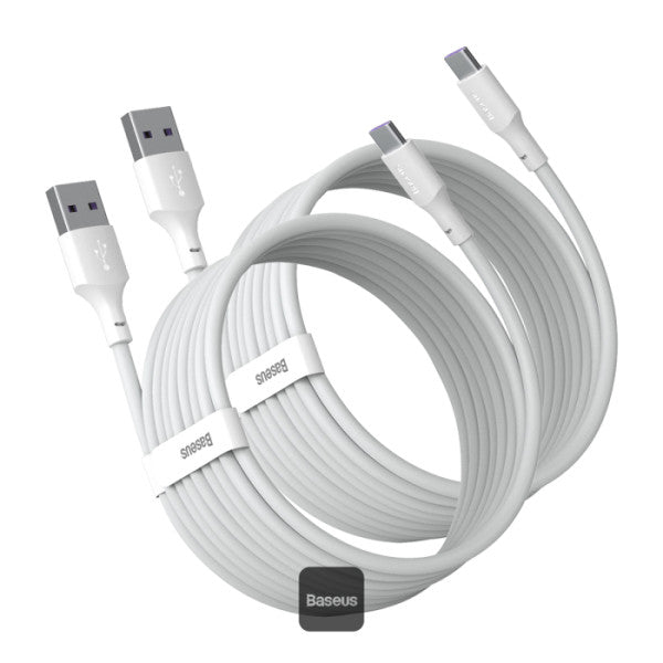 Baseus Simple Wisdom Data Cable Kit USB to Type-C 5A 2Pack 1.5M - White