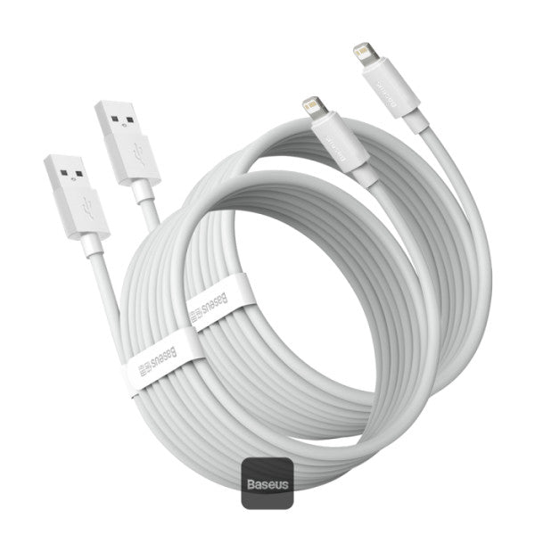 Baseus Simple Wisdom Data Cable Kit USB to Lightning 2.4A 2Pack 1.5M - White