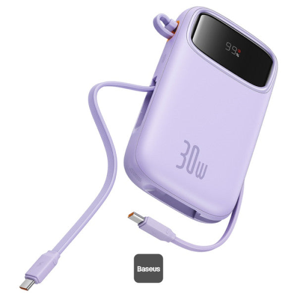 Baseus QPow 2 Digital Display Fast-Charging Power Bank with 2 Built-in Type-C Cable 20000mAh 30W