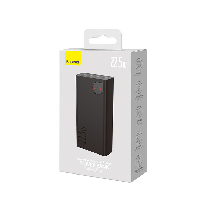 Baseus Adaman Digital Display Fast Charge Power Bank 40000mAh 22.5W (With Simple Series Charging Cable USB to Type-C 0.3m  Black)