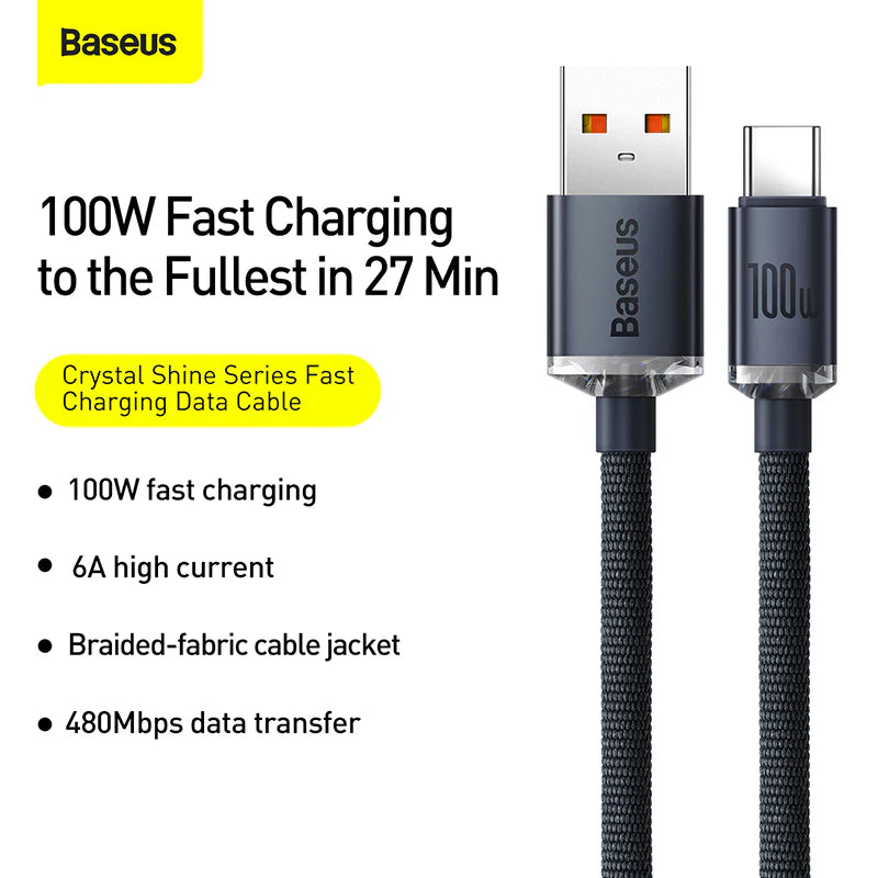 Baseus Crystal Shine Series Fast Charging Data Cable USB to Type-C 100W