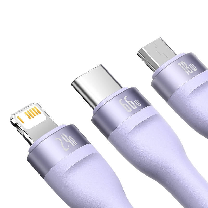 Baseus Flash Series II One-for-three Fast Charging Data Cable USB to M+L+C 66W