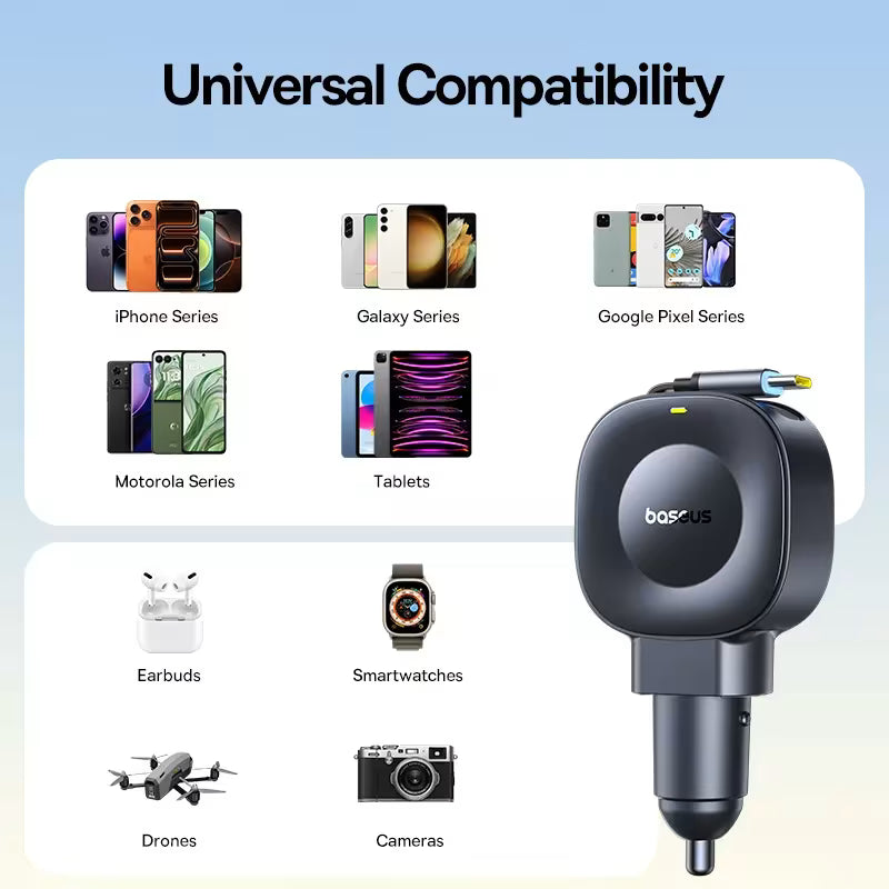 Baseus PrimeTrip VR2 Car Charger with Retractable Cable Magnetic Version C+C 45W