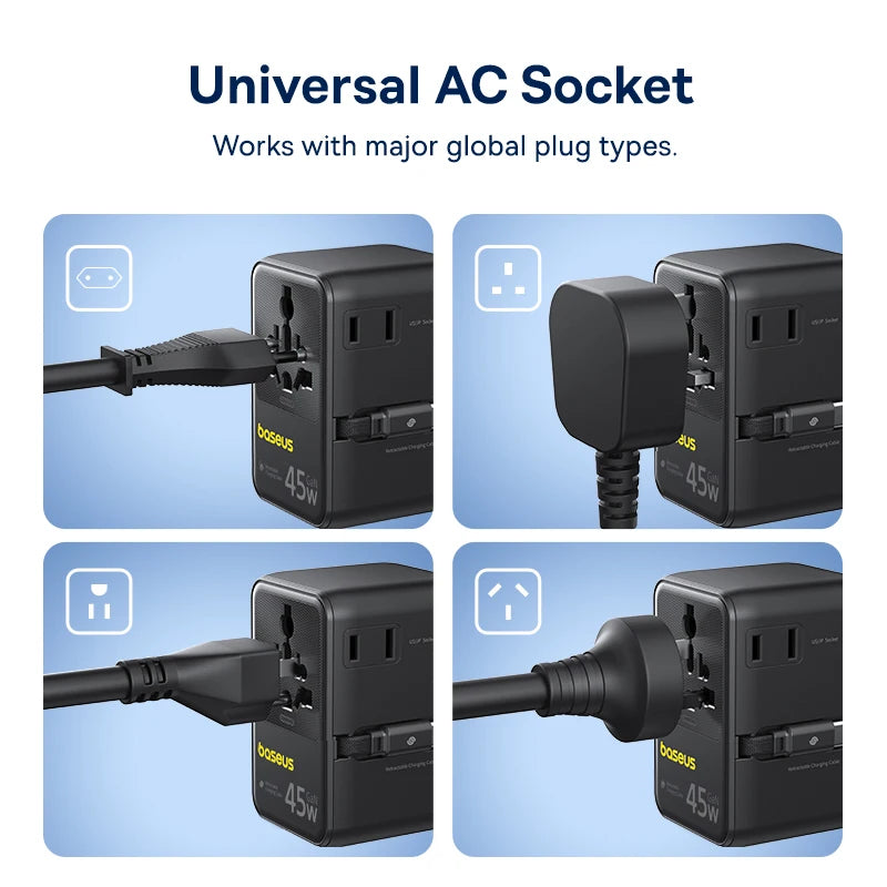 Baseus PicoGo AG11 Universal Travel Adapter 2AC+2U+2C 45W