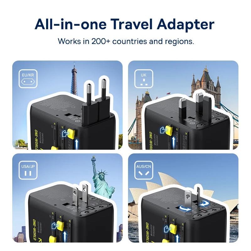 Baseus PicoGo AG11 Universal Travel Adapter 2AC+2U+2C 45W