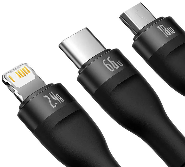 Baseus Flash Series II One-for-three Fast Charging Data Cable USB to M+L+C 66W