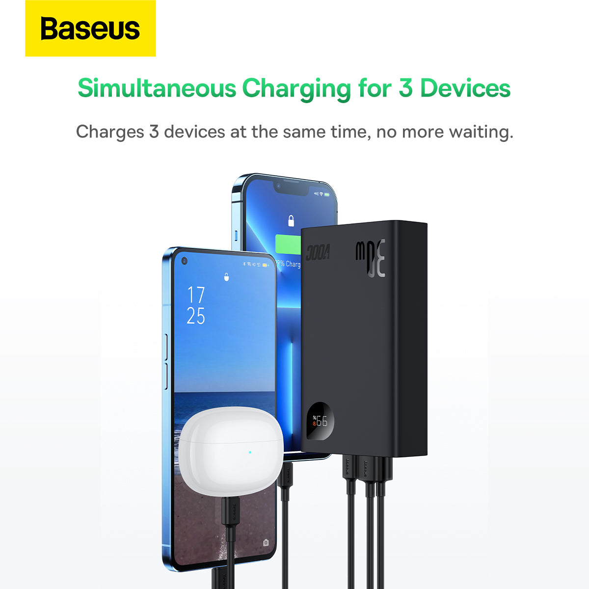 Baseus Adaman2 Digital Display Fast Charge Power Bank 20000mAh 30W （VOOC Edition)（ With Simple Series Charging Cable USB to Type-C 3A 0.3m Black）