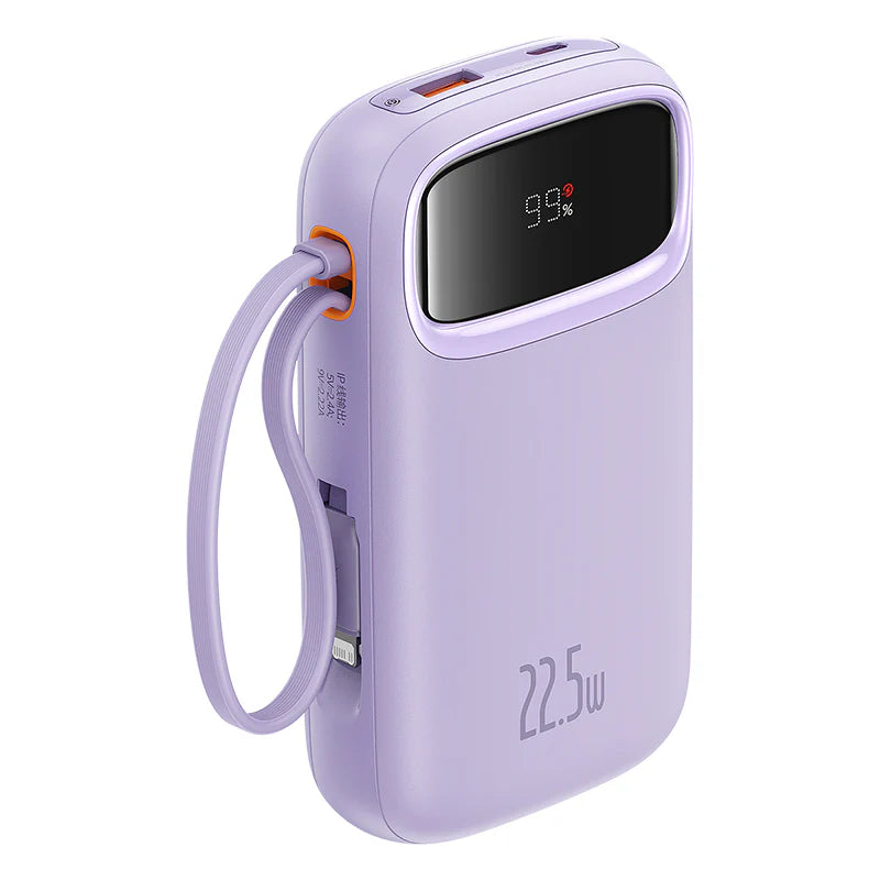 Baseus Qpow2 Dual-Cable Digital Display Fast Charge Power Bank 10000mAh 22.5W（With: Simple charging cable  Type-C  3A 0.3m )