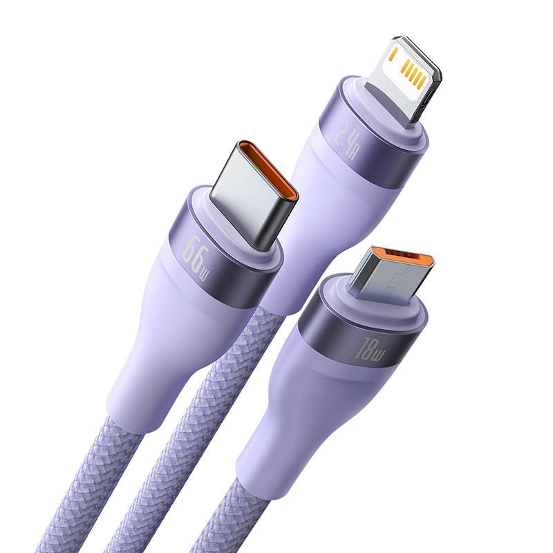 Baseus Flash Series II One-for-three Fast Charging Data Cable USB to M+L+C 66W