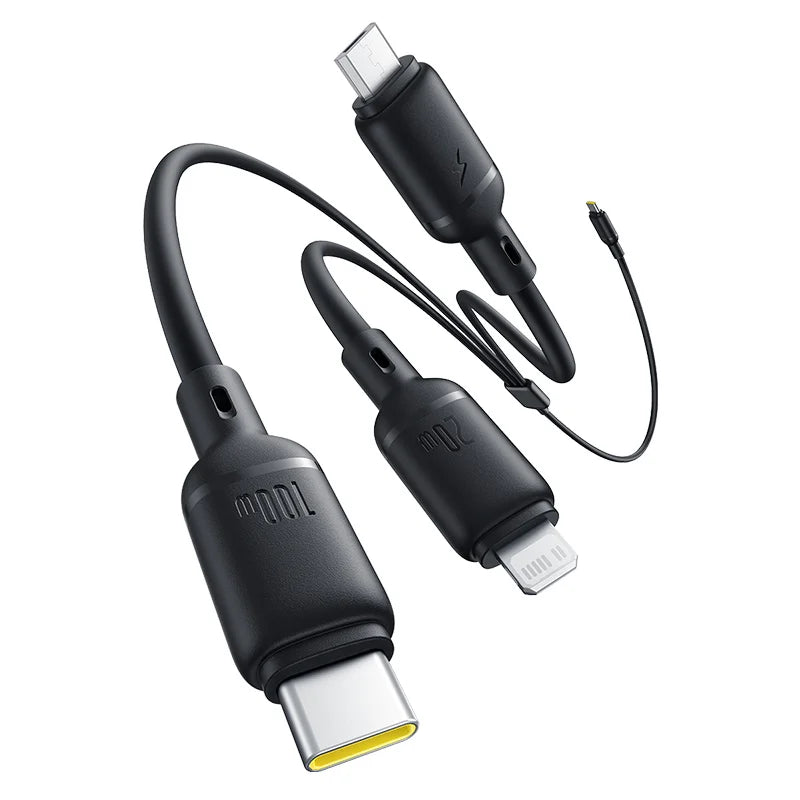 Baseus Silky One-for-Three Fast Charging Cable USB-C to M+L+C 100W 1.5m Cosmic Black 