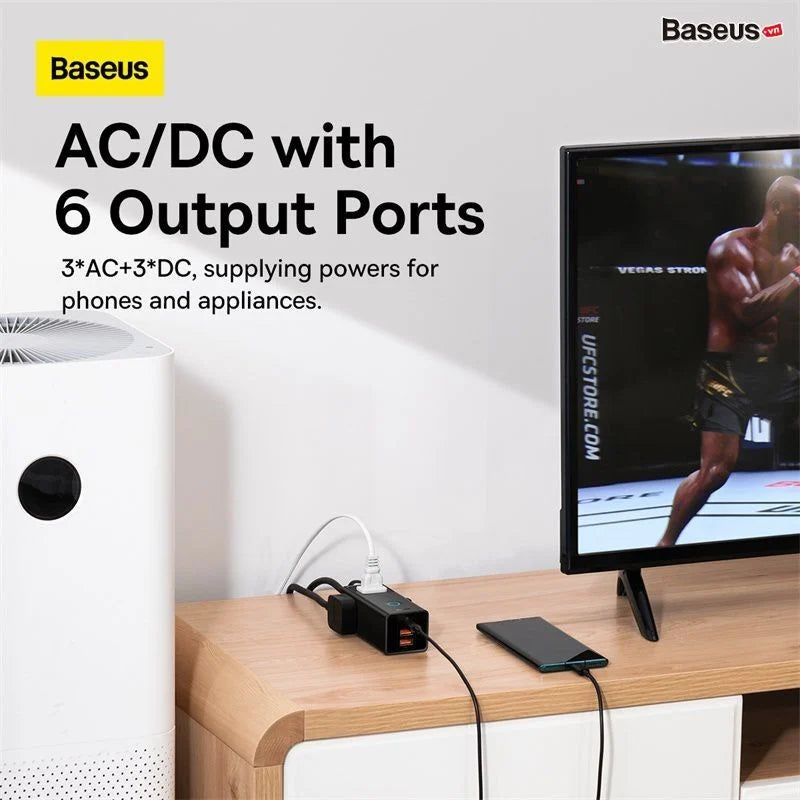 Baseus 30w PowerCombo Digital PowerStrip 3AC+2U+1C With 1.5m Power Cord (CN Plug)