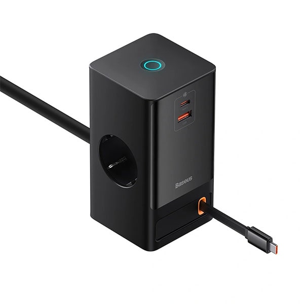 Baseus PowerCombo 65W Digital PowerStrip 3AC+1U+1C+Retractable-C with 1.5m power cord