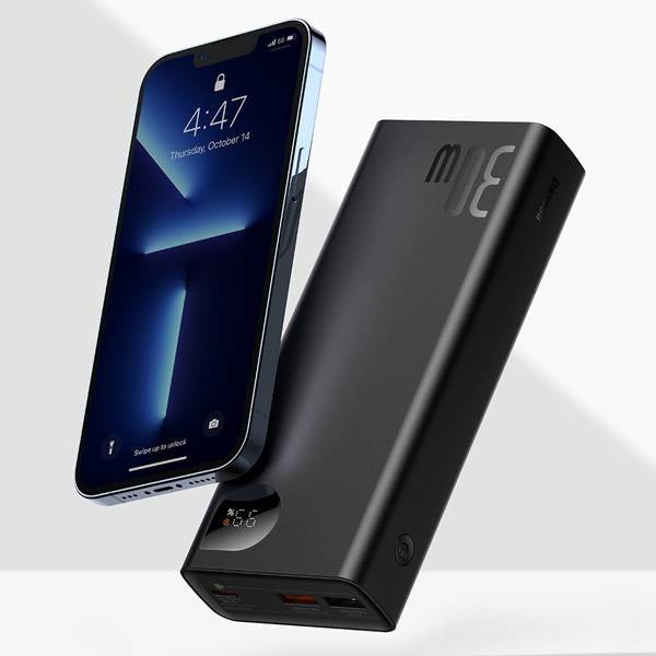 Baseus Adaman Metal Digital Display Fast charge Power Bank 20000mAh 30W（2021  Editon）( Baseus  Mini White charging  cable Type-C to type-c 60W(20V/3A)  50cm)