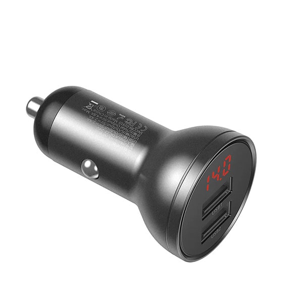 Baseus Digital Display Dual USB 4.8A Car Charger 24W