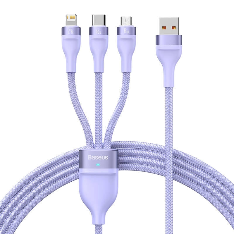 Baseus Flash Series II One-for-three Fast Charging Data Cable USB to M+L+C 66W