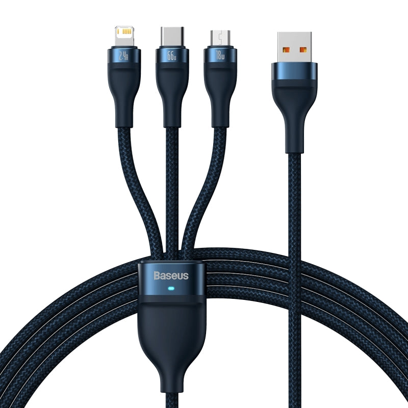 Baseus Flash Series II One-for-three Fast Charging Data Cable USB to M+L+C 66W
