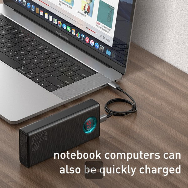 Baseus Amblight Digital Display Fast Charge Power Bank 30000mAh (Include：Baseus Xiaobai Series Fast Charging Cable Type-C  to Type-C 100W(20V/5A) 1m） Overseas Edition