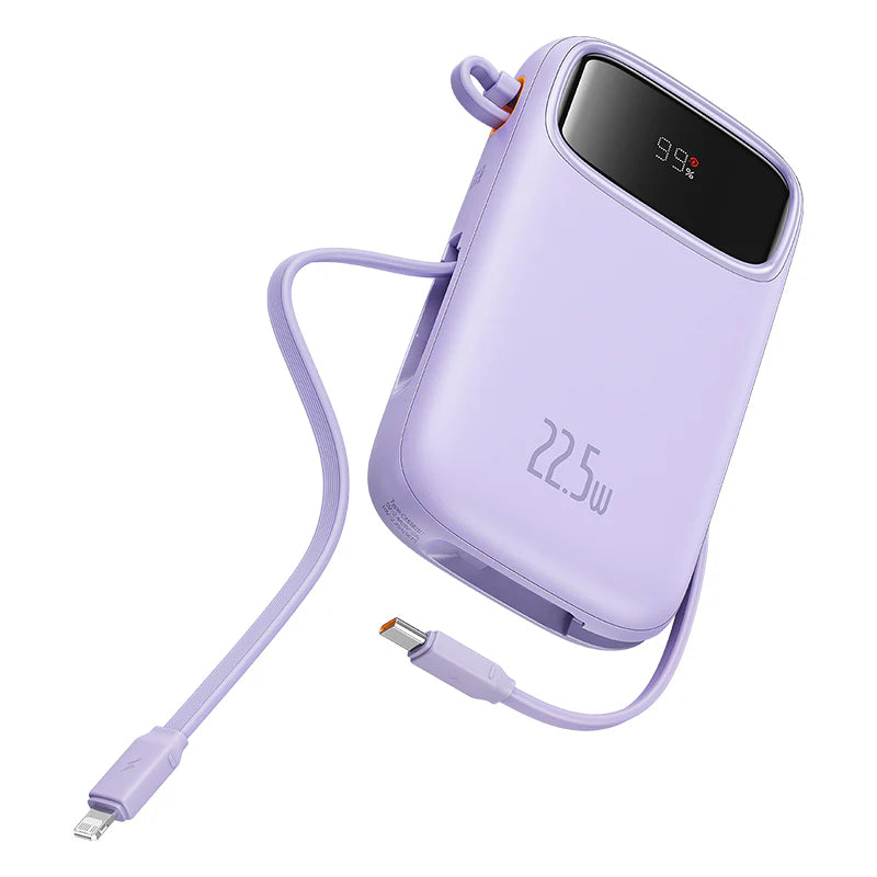 Baseus Qpow2 Dual-Cable Digital Display Fast Charge Power Bank 10000mAh 22.5W（With: Simple charging cable  Type-C  3A 0.3m )