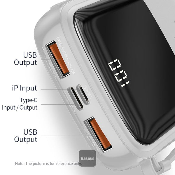 Baseus Qpow Digital Display 3A 15W 10000mAh Power Bank with Type-C Cable
