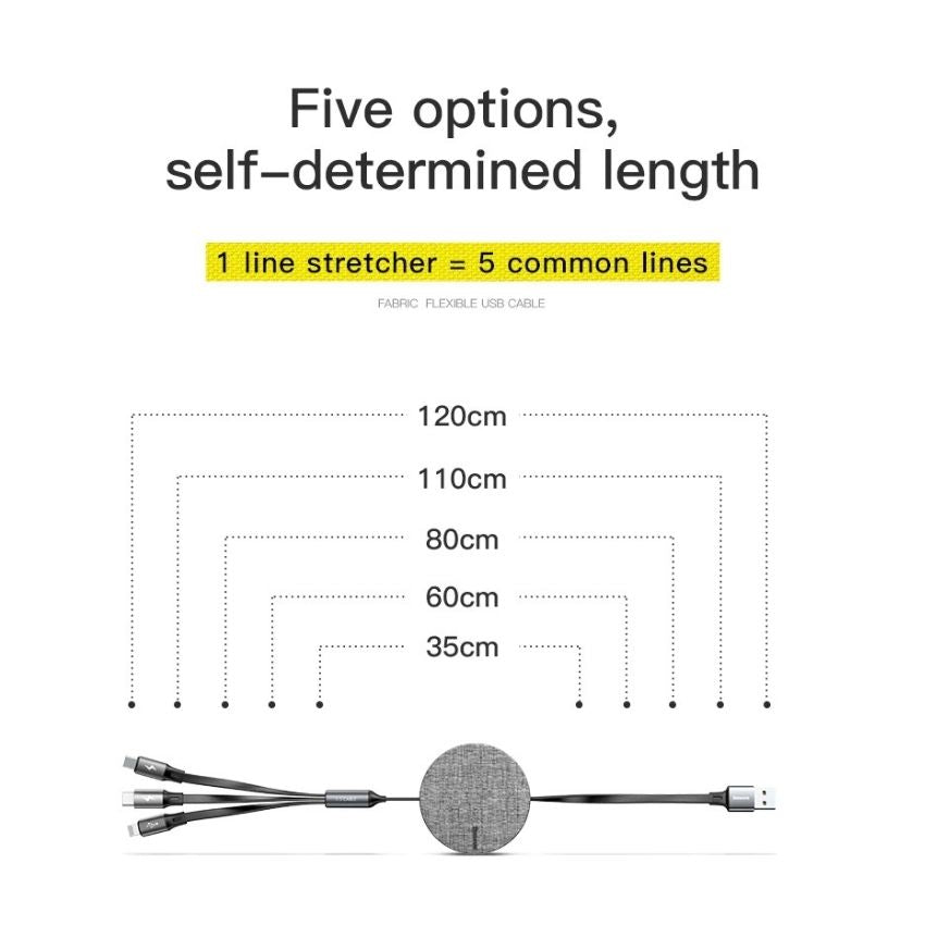 Baseus Fabric 3-in-1 Flexible Fast Charging Cable