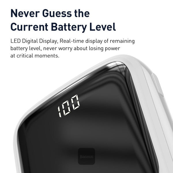 Baseus Qpow Digital Display 3A 15W 10000mAh Power Bank with Type-C Cable