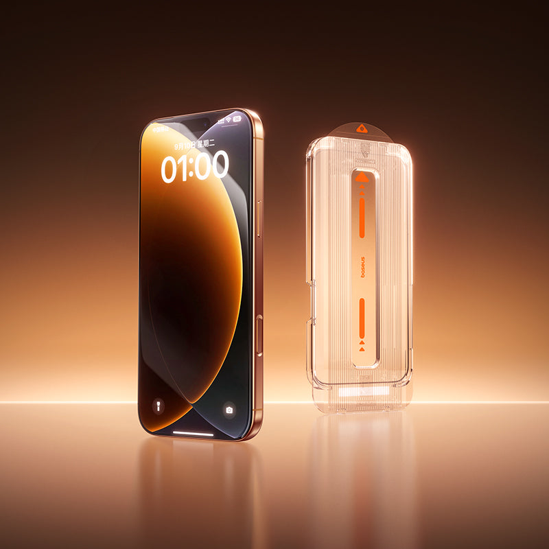 Baseus Crystalline  Tempered Glass Screen Protector for iPhone 17 with Dustproof Installation Tray Clear Pack of 1 (Includes 1 Cleaning Kit)