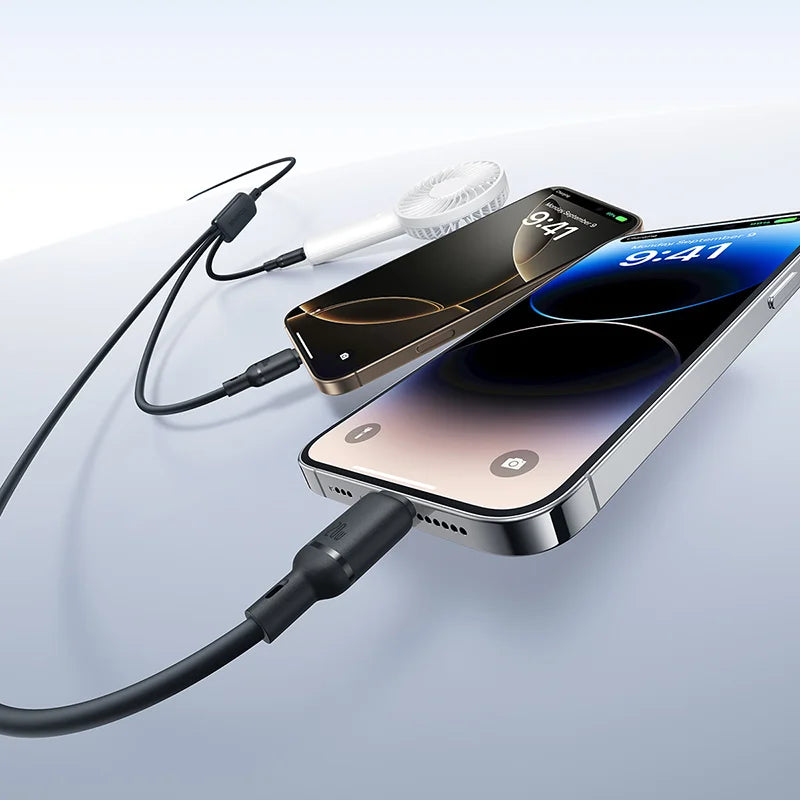 Baseus Silky One-for-Three Fast Charging Cable USB-C to M+L+C 100W 1.5m Cosmic Black 