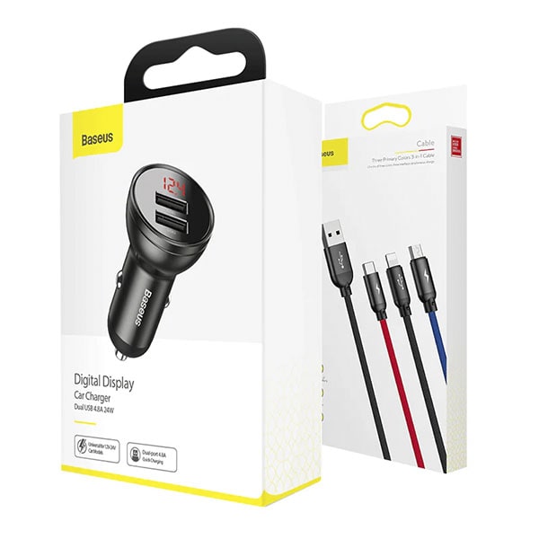Baseus Digital Display Dual USB 4.8A Car Charger 24W