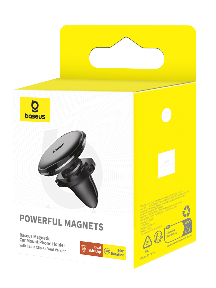 Baseus Magnetic Car Mount Phone Holder with Cable Clip Air Vent Version
