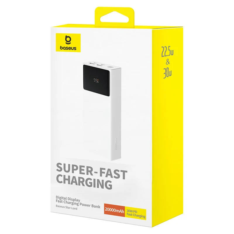 Baseus Star-Lord Digital Display Fast Charging Power Bank 20000mAh 30W (With Simple Series Charging Cable USB to Type-C 3A 0.3m Black）