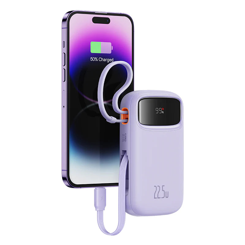 Baseus Qpow2 Dual-Cable Digital Display Fast Charge Power Bank 10000mAh 22.5W（With: Simple charging cable  Type-C  3A 0.3m )