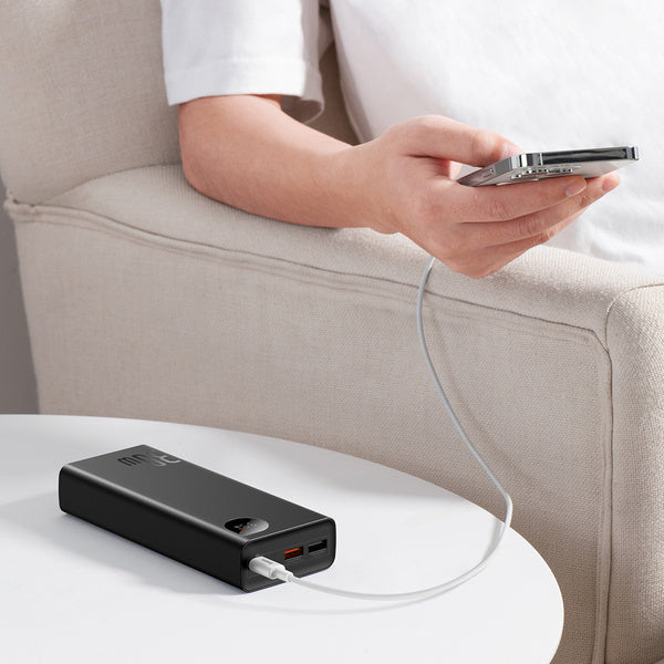Baseus Adaman Metal Digital Display Fast charge Power Bank 20000mAh 30W（2021  Editon）( Baseus  Mini White charging  cable Type-C to type-c 60W(20V/3A)  50cm)