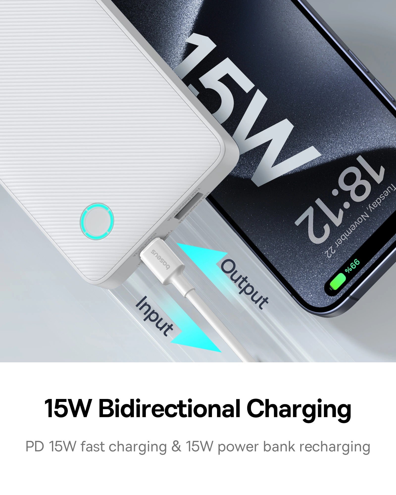 Baseus Airpow Lite Power Bank 10000mAh 15W (With Simple Series Data Cable USB to Type-C 30cm)
