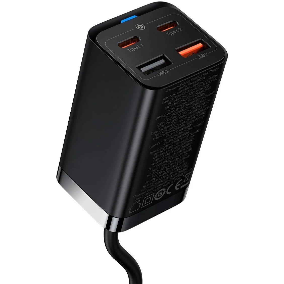 Baseus GaN3 Pro Desktop Fast Charger 2C+2U 65W CN Black(Include?Baseus Xiaobai series fast charging Cable Type-C to Type-C 100W(20V/5A) 1m