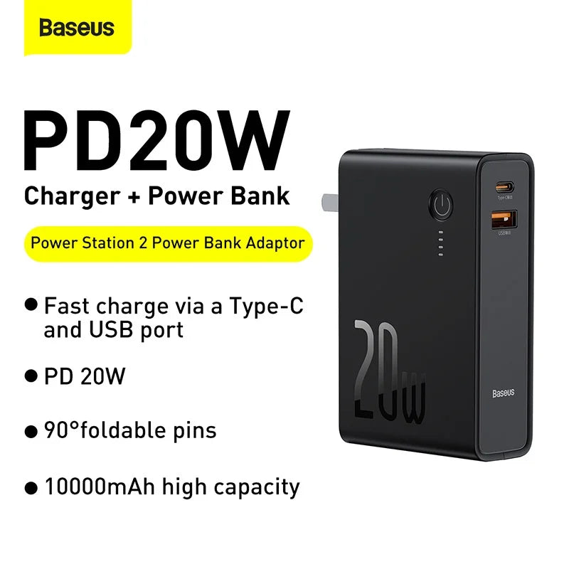 Baseus Power Station 2 Power Bank Adaptor 10000mAh 20W CN