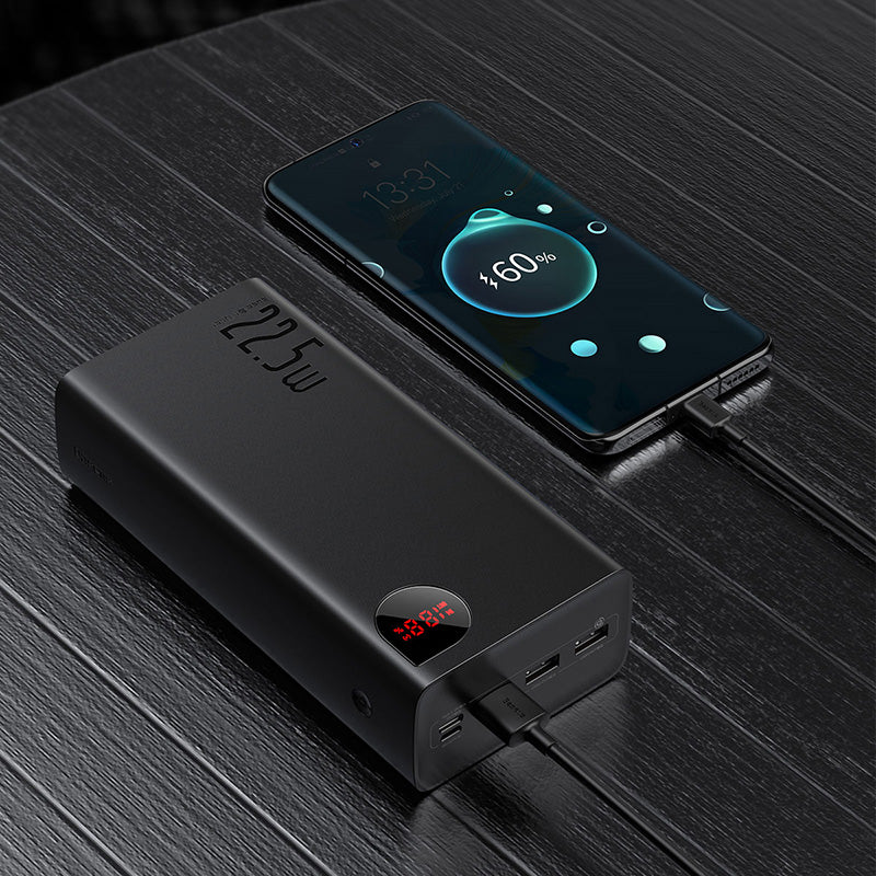 Baseus Adaman Digital Display Fast Charge Power Bank 40000mAh 22.5W (With Simple Series Charging Cable USB to Type-C 0.3m  Black)