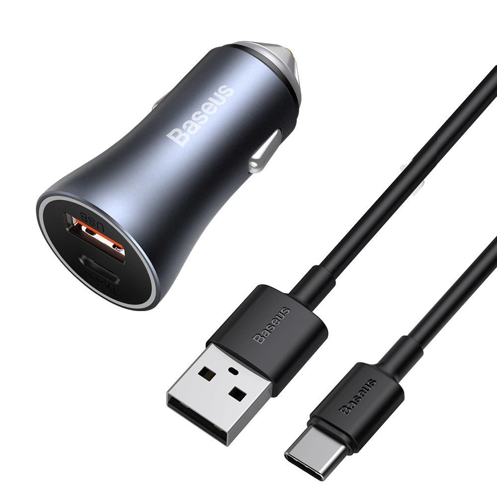 Baseus Golden Contactor Pro Dual Quick Car Charger U+C 40w