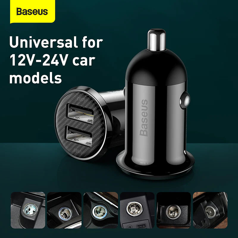 Baseus Grain Pro Car Charger (Dual USB 4.8A )