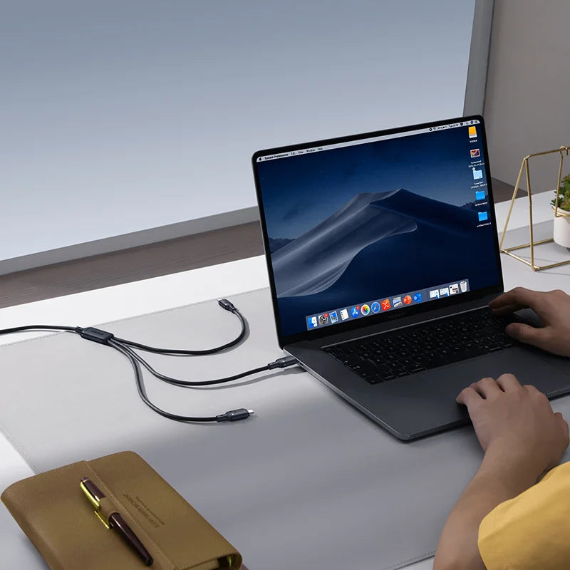 Baseus Silky One-for-Three Fast Charging Cable USB-C to M+L+C 100W 1.5m Cosmic Black 