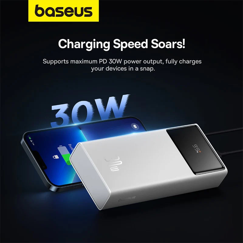Baseus Star-Lord Digital Display Fast Charging Power Bank 30000mAh 30W (With Simple Series Charging Cable USB to Type-C 3A 0.3m Black）