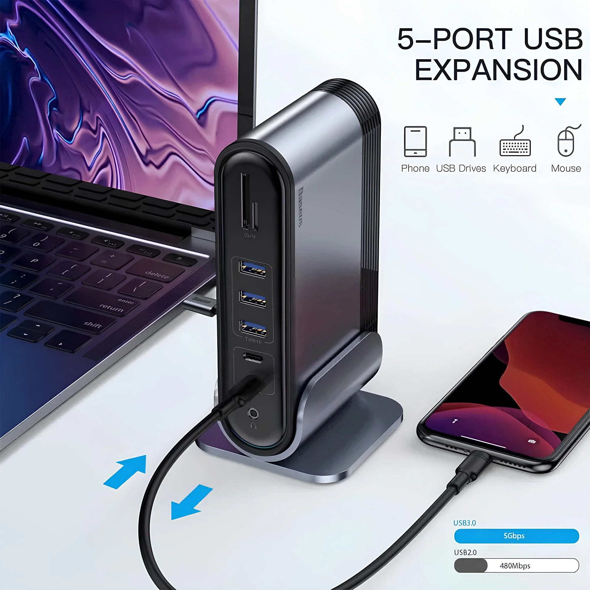 Baseus Working Station Multifunctional Type-C HUB Adapter（CN+UK+EU)