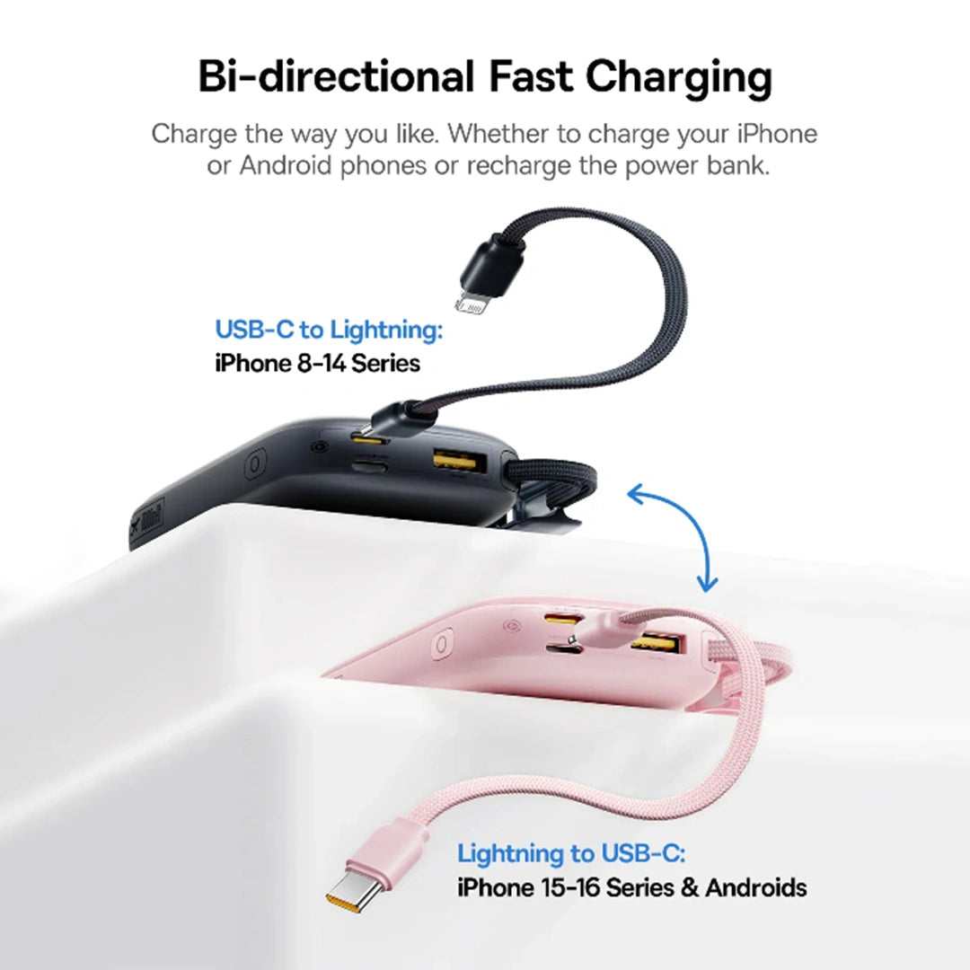 Baseus EnerFill FC21 Qpow 3 Ultra Digital Display Power Bank with Detachable Cable 10000mAh 22.5W