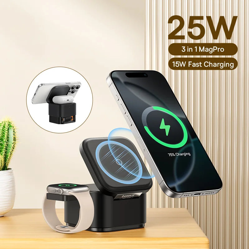 Baseus MagPro 3 in 1 Magnetic Wireless Charger 25W