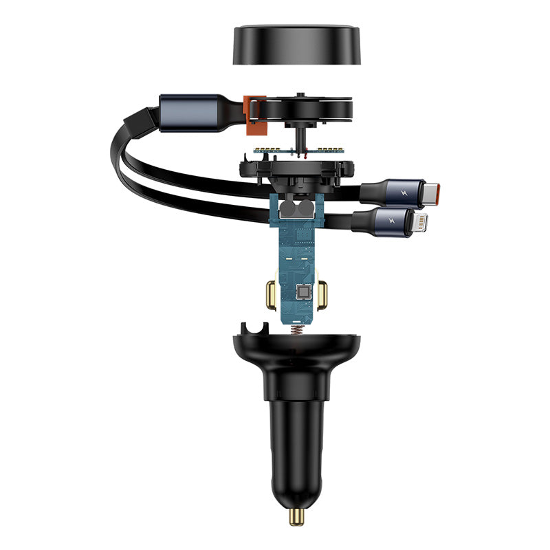 Baseus Enjoyment Pro Car Charger U+Retractable C & iP Cable 60W