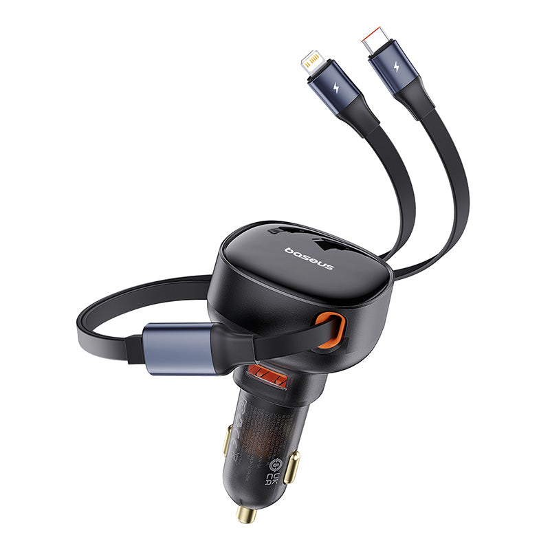 Baseus Enjoyment Pro Car Charger U+Retractable C & iP Cable 60W