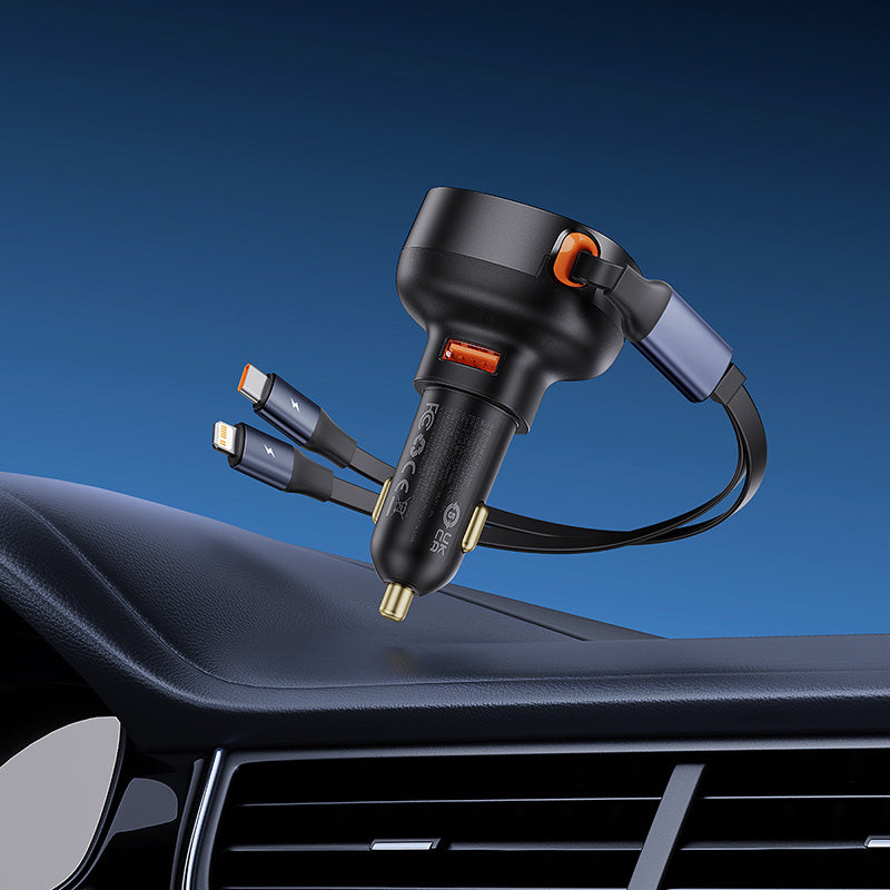 Baseus Enjoyment Pro Car Charger U+Retractable C & iP Cable 60W