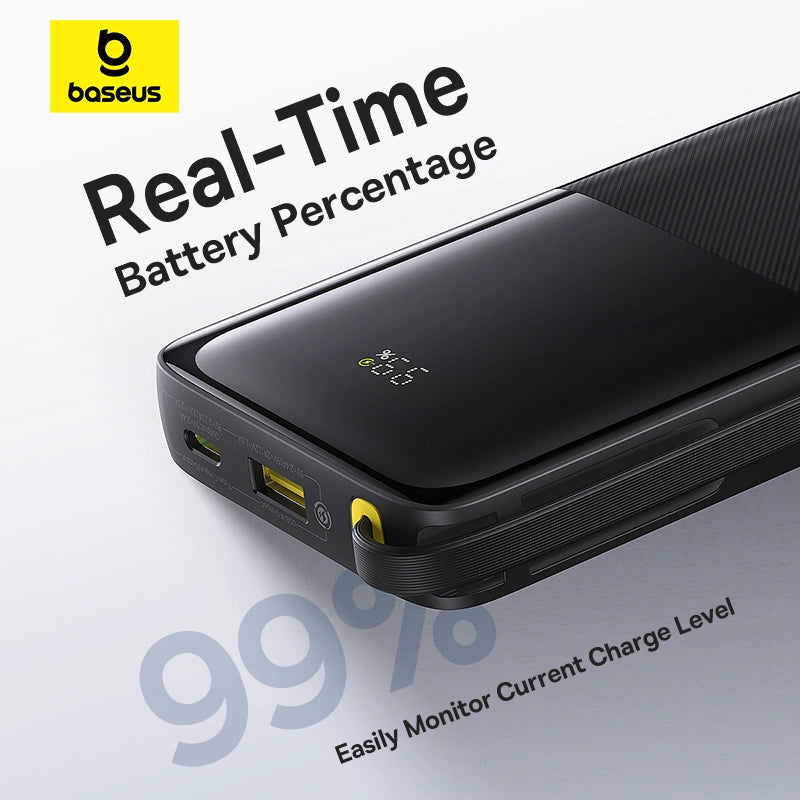 Baseus Bipow 2 Digital Display Power Bank 10000mah 20W With Built-in Type C Cable