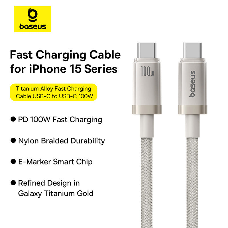 Baseus Titanium Alloy Fast Charging Cable Type-C to Type-C 100W